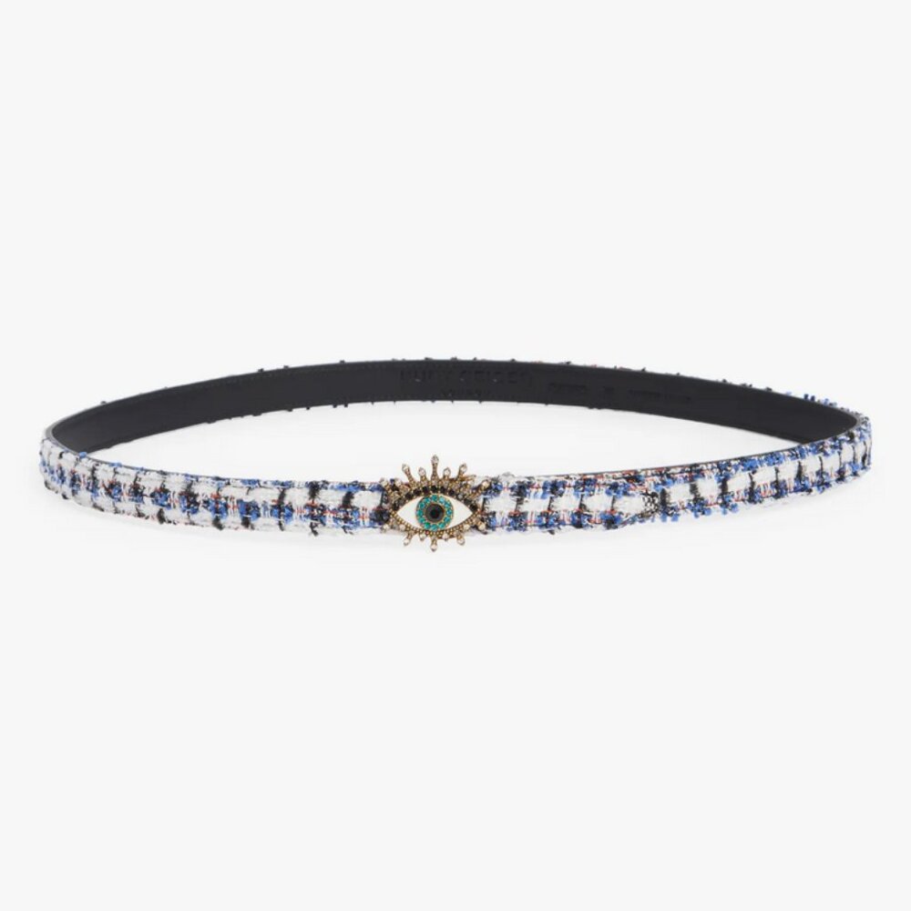 Kurt Geiger London Tweed Evil Eye Buckle Belt